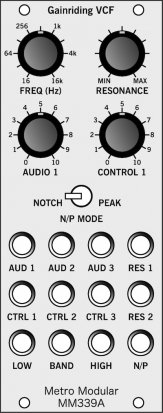 Eurorack Module MM339A Gainriding VCF from Metro Modular