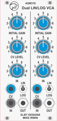 Eurorack Module ASM316 - Dual VCA from Elby Designs