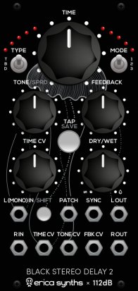 Eurorack Module Black Stereo Delay2 from Erica Synths