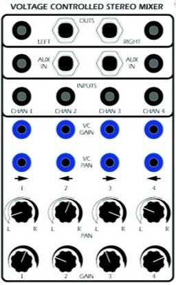 Serge Module Quad Input Voltage Controlled Stereo Mixer (QVM) from Serge