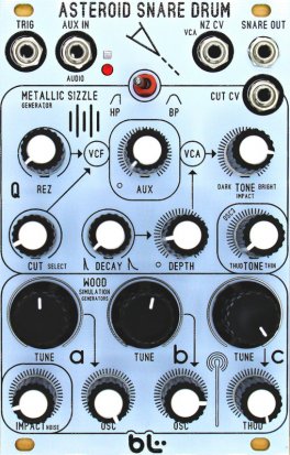 Eurorack Module Asteroid Snare Drum MK2 White from Blue Lantern Modules