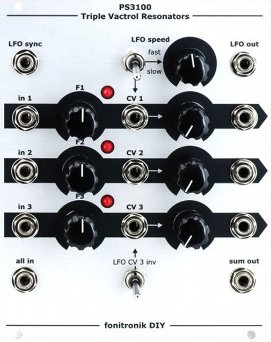 Eurorack Module PS3100 Triple Vactrol Resonators from Fonitronik