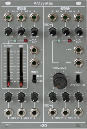 Eurorack Module AM8120 VCF & VCA from AMSynths