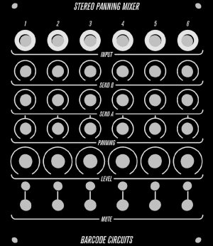 Eurorack Module Stereo Mixing System Channels from Barcode Circuits